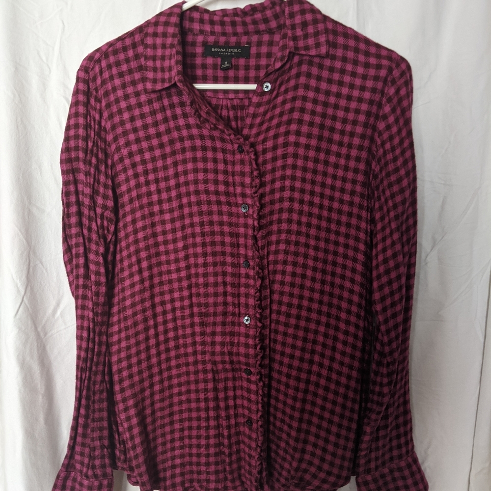 Flannel Dillon shirt with ruffle detail